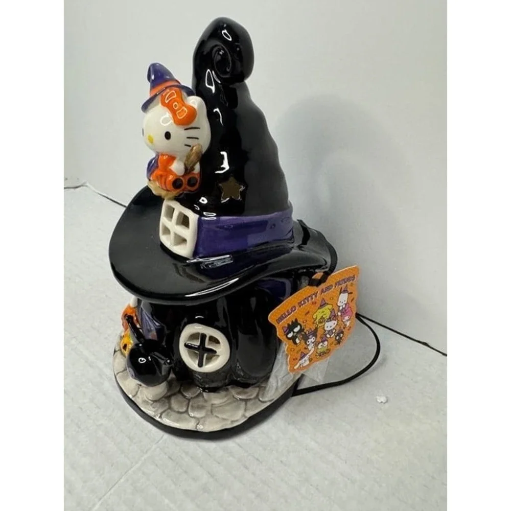 Hello Kitty and Kuromi Jack O Lantern Ceramic Candle House -SKU#23568